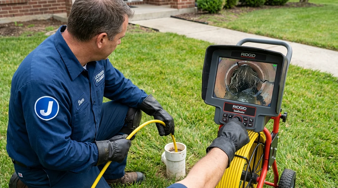 Sewer camera inspection being performed by Johns Plumbing LLC in Jonesport